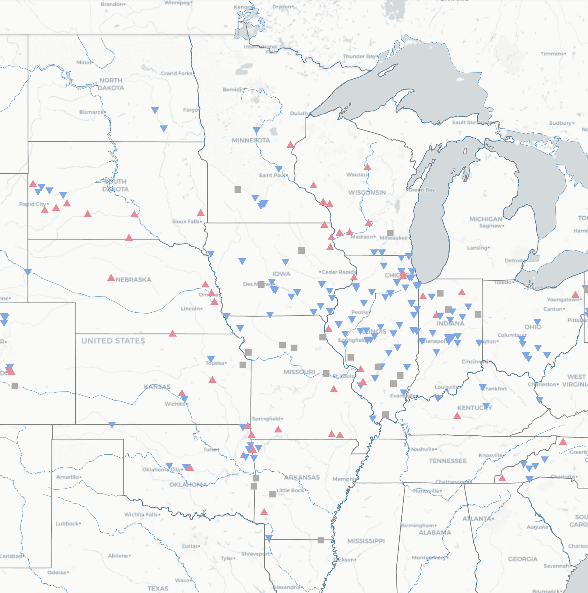 Dashboard 1: Interactive Nutrient Trends Dashboard for states within the Mississippi River Basin.